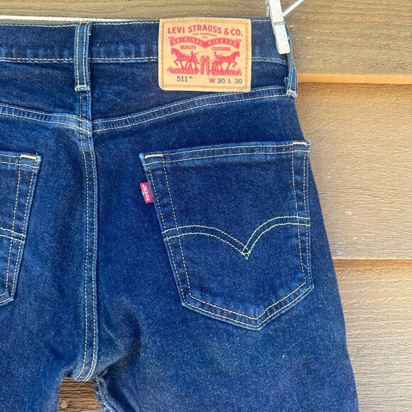 Levi's Mens 511 Dark Blue Straight Jeans Size 30x30 - Picture 11 of 13